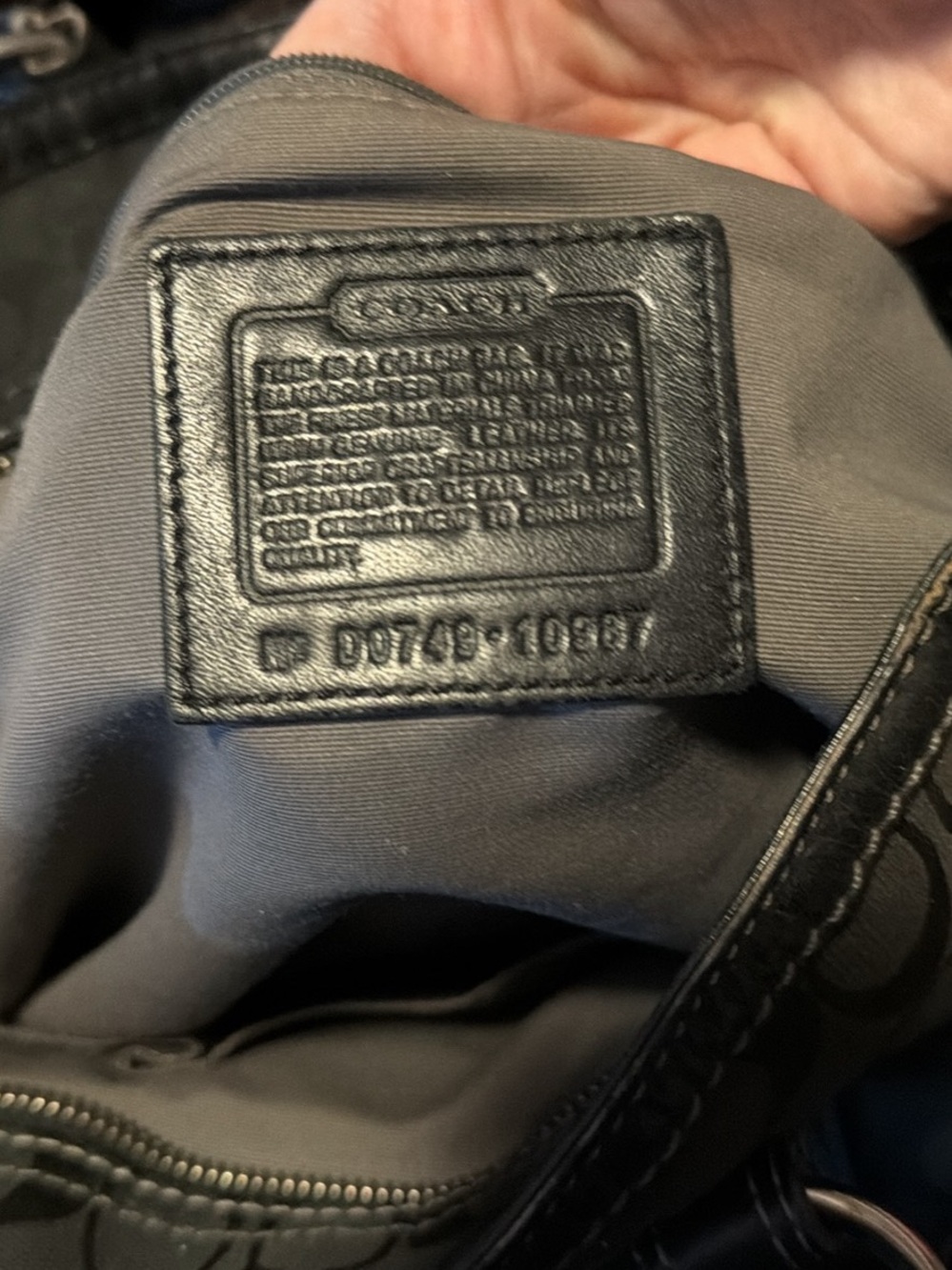 Coach Black/Gray Signature Shoulder Tote - Picture 4 of 5